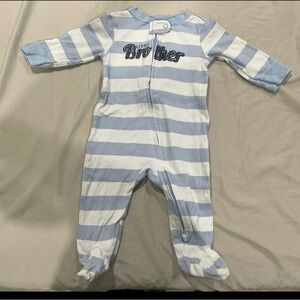 Carter's Light Blue and White Striped Footie